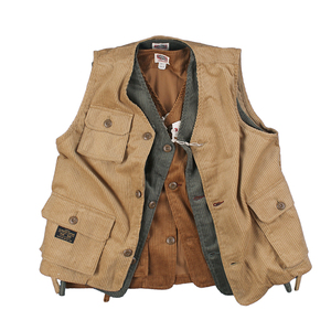 古着调性 日式复古做旧水洗多袋款工装马甲 休闲宽松咔叽无袖坎肩