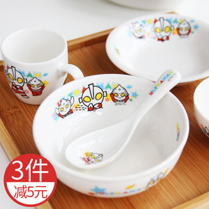 日本制金正奥特曼米菲面包超人儿童陶瓷餐盘汤碗饭碗勺子拉面碗