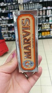 意大利代购Marvis 橙色生姜薄荷玛尔斯牙膏25ml旅行装