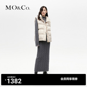 【90%鸭绒】MOCO2023冬新品学院风贴布绣立领羽绒马甲背心外套女
