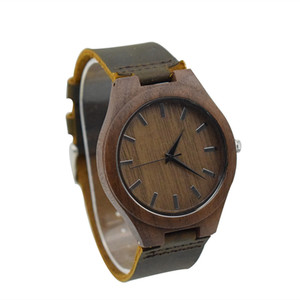 胡桃木木质手表出口真皮手工私人定制礼品表流行时尚款表清