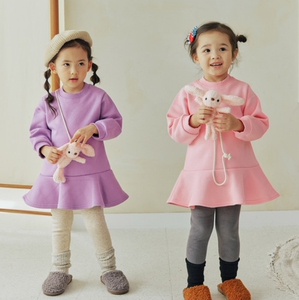 韩国代购正品童装2023冬款SEO女童淑女可爱小兔子加绒公主连衣裙