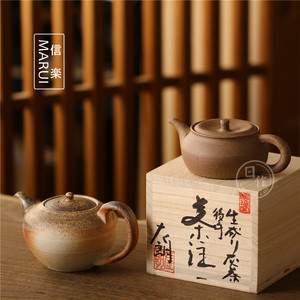 日本进口信乐烧名家大西左郎作粗陶后手泡茶壶 南蛮风急须