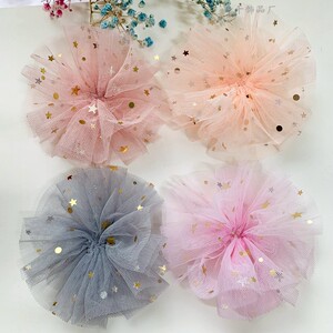 雪纱星星网纱立体花朵儿童宝宝婴童发带材料手工diy头花发饰品配