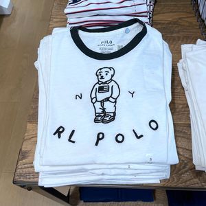 美国polo ralph lauren女士款拉夫劳伦小熊白色短袖休闲打底t恤衫