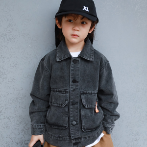 起伍原创童装夹克外套韩版宽松休闲百搭水洗做旧洋气男童牛仔上衣