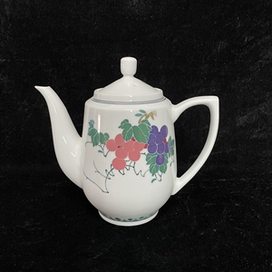 景德镇七八十年代厂货红旗瓷厂釉中五彩手绘硕果累累泡茶壶家用