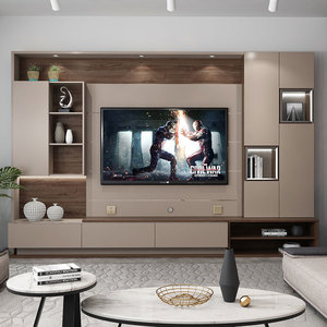 思欧迪 客厅电视柜组合墙 简约北欧风格电视柜影视墙 电视背景柜