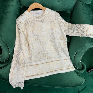 dior/迪奥22早春新款羊毛金线钩花丛林星星羊毛女士毛衣 针织衫