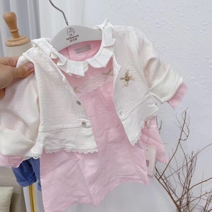 英贝蒂儿女婴幼儿小童春秋套装纯棉洋气长袖两件套外套清仓不退