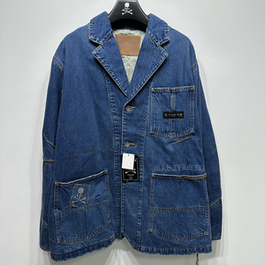 现货 mastermind japan 22aw mmj 手工缝补 骷髅刺绣工装牛仔外套