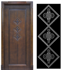 中国结雕花中式洋花门芯木贴花门板精雕图浮雕灰度雕刻门花门上花