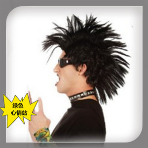 网红主播鸡冠头摇滚歌手尬舞派对舞会非主流杀马特个性潮酷男假发