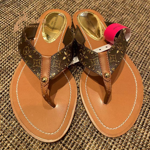 louis vuitton/路易威登女鞋穿孔交织字母帆布夹趾凉拖鞋1a9poo