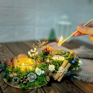 「木子手作」圣诞装饰烛台 圣诞节烛台桌面摆件 圣诞装饰 材料包