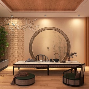2022年新款壁布中式电视背景墙壁纸茶室装饰墙布古风禅意客厅墙纸