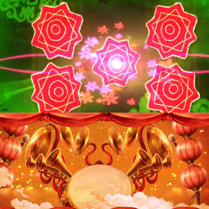 东北二人转手绢秧歌唢呐 喜庆民族风led大屏幕晚会背景视频素材