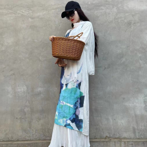 杨丽萍同款复古连衣裙水墨印花长裙原创设计民族风宽松腰中国风潮