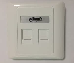 amp安普双口面板 86面板 rj45网络信息模块 rj11电话 双孔面板