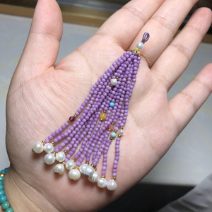 diy流苏配饰手工串珠天然紫云母石榴石穗子珍珠蜜蜡碧玺绿松石配