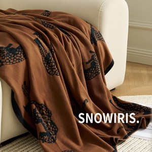 MUMI侘寂复古风针织毯毛毯休闲毯办公室午睡毯子动物图案沙发盖毯