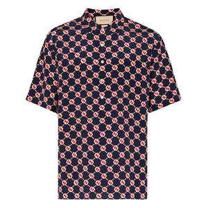 【deluxe】gucci古奇 22ss 男士gg徽标印花短袖衬衫 654887zaf9w