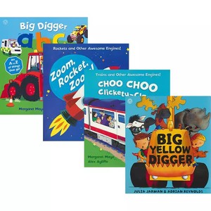 【自营】Choo Choo Clickety-Clack Big Digger ABC 挖掘机火车火箭 儿童交通工具科普绘本4册 英语启蒙读物 英文原版进口图书