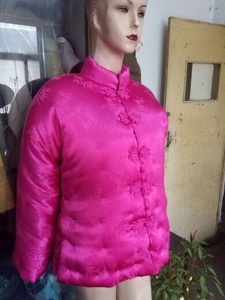 中式仿真丝软缎对襟棉袄女款