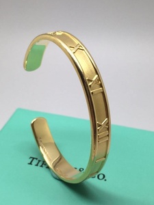 正品早期tiffany经典款罗马数字18k金手镯