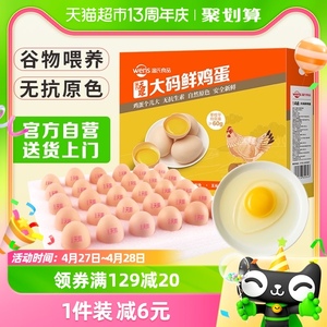 温氏L级大码鲜鸡蛋60g*30枚农家土鸡蛋优级谷物蛋原色营养早餐蛋