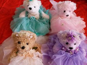 【包邮】韩国手工婚纱熊泰迪熊非济州岛泰迪熊珍珠水钻婚礼熊装饰