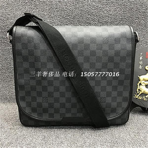 正品l v/路易 威登 男士黑格单肩斜挎包 中号 96新 二手奢侈品