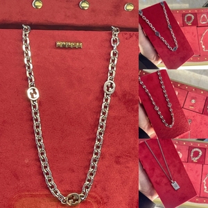 香港代购gucci/古琦项链男女款古巴链双g珐琅绿宝石精灵豌豆潮搭