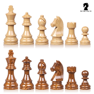 豪华型标准尺寸日耳曼骑士配重国际象棋棋子.不含棋桌