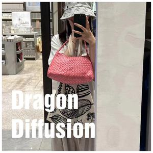 现货！dragon diffusion  8943草编手提包 单肩斜垮包粉色