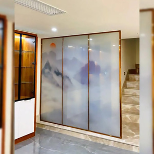 夹丝玻璃隔断新中式