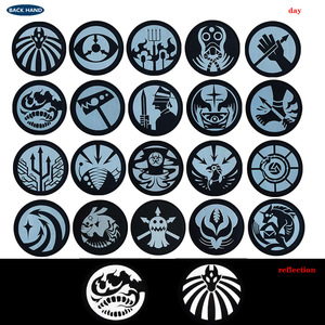 跨境货源反光魔术贴scp基金会反射片九尾狐反光魔术贴徽章布贴