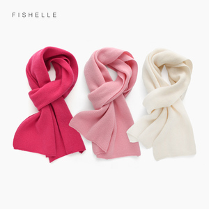 玫红粉红白色羊毛围巾女秋冬季加厚保暖洋气针织纯色羊绒围巾新款