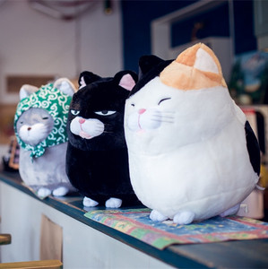 日本amuse黑豆胡子馒头福气猫咪公仔布娃娃毛绒玩具玩偶女生礼物