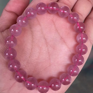 珠9-14mm天然紫马粉手链果冻体芙蓉石五行属火天秤射手座属龙猴鸡