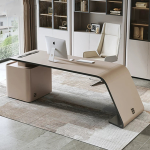 意式轻奢书桌椅布加迪奢华后现代转角总裁多功能办公桌高端老板椅