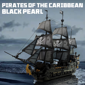 臻砖黑珍珠号积木巨型海盗船加勒比海盗系列成人拼装玩具模型