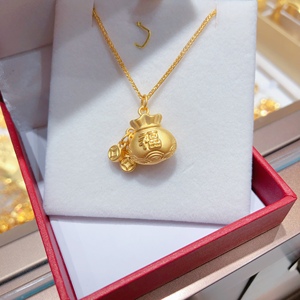3d硬金足金999黄金福袋吊坠带金币饱满可爱萌趣精致男女老少金饰