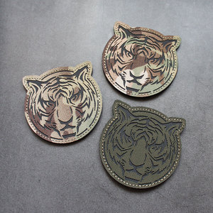激光切割雕刻魔术贴虎头士气章圆形臂章迷彩老虎徽章虎年战术包贴