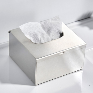 正方形304不锈钢小面抽餐桌纸巾盒台面手抽纸盒食堂茶几手纸箱器