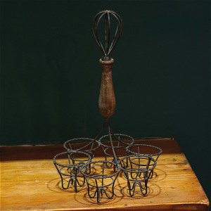 淘宝{日本zakka}日本复古田园风做旧铁艺6只装鸡蛋收纳架 nt