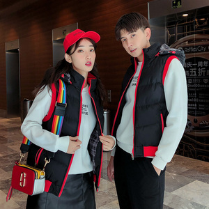 2021秋冬新款棉马甲男大码情侣连帽马甲男士马夹坎肩修身休闲外套