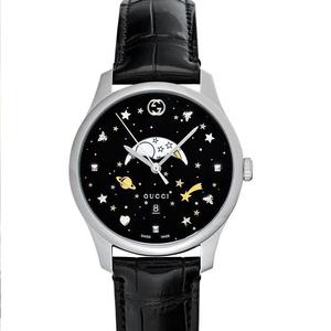 古驰gucci g-timeless日月星空月相皮带防水石英腕表ya126327