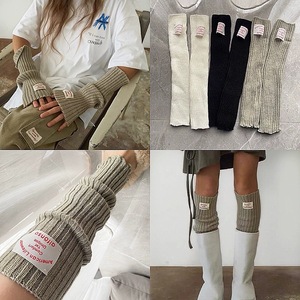 美式复古保暖护膝袜套堆堆袜中筒袜女针织腿套保暖手套标签缝制