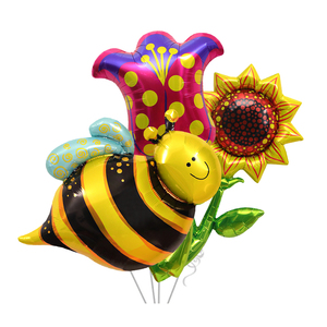 六一儿童节幼稚园气球装饰布置 向日葵造型卡通气球 蜜蜂卡通气球